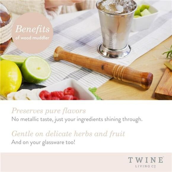 Wood Cocktail Muddler for Mojitos Mint Fruit Bar Tool with Storage Pouch - Picture 5 of 7